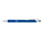 Branded Soft-Touch Metal Pen with Top Stylus in Dark Blue