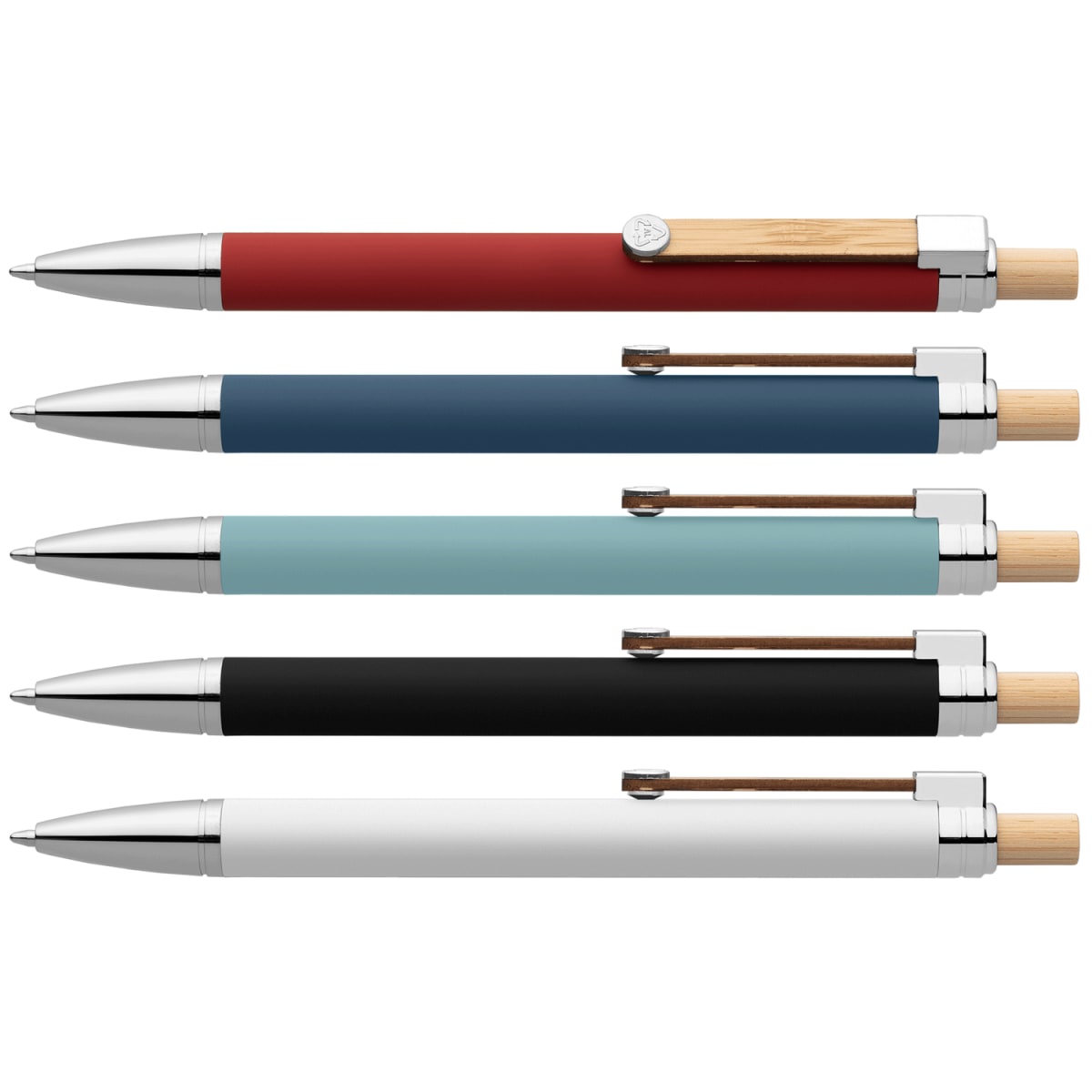 Branded Recycled Aluminium Soft Touch Pen with Bamboo Accents