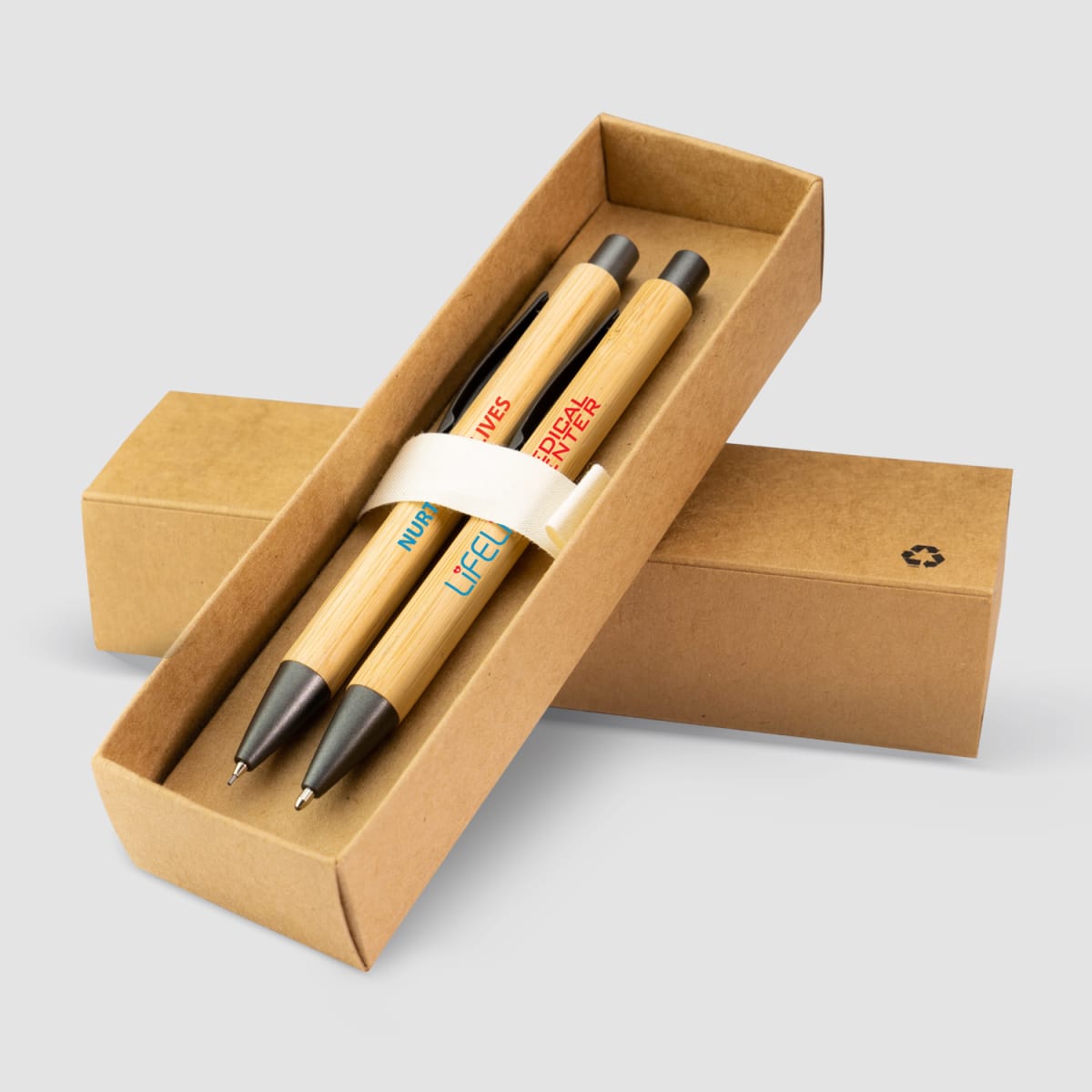 Branded Bamboo Pen and Mechanical Pencil Gift Set