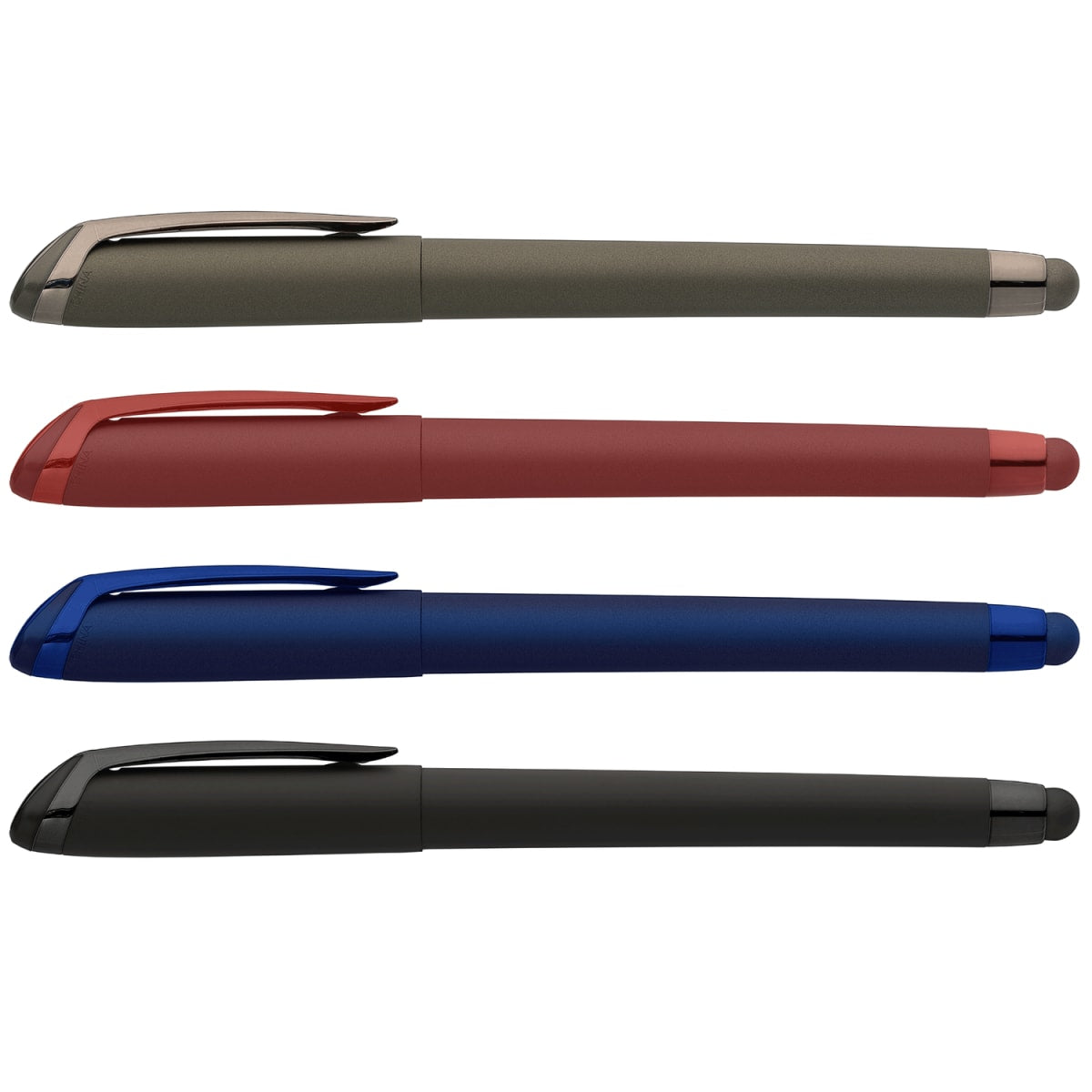 Branded Monochrome Gel Pen with Rubber Finish and Stylus in Assorted/Assorted