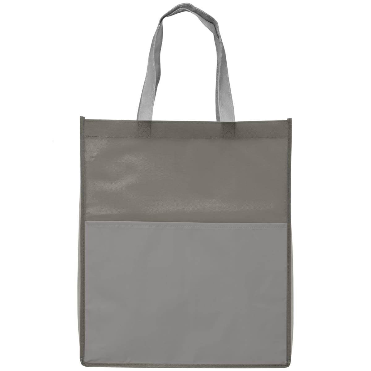 Branded Non-Woven rPET Shopper Tote with Front Pocket in Gray