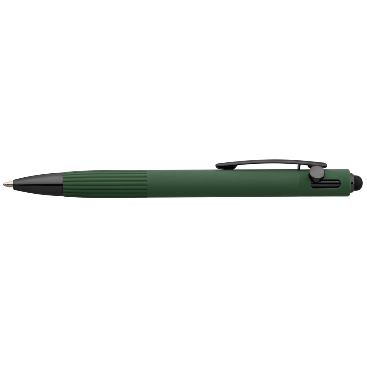 Branded Recycled Aluminium Bolt Action Pen with Stylus in Forest Green