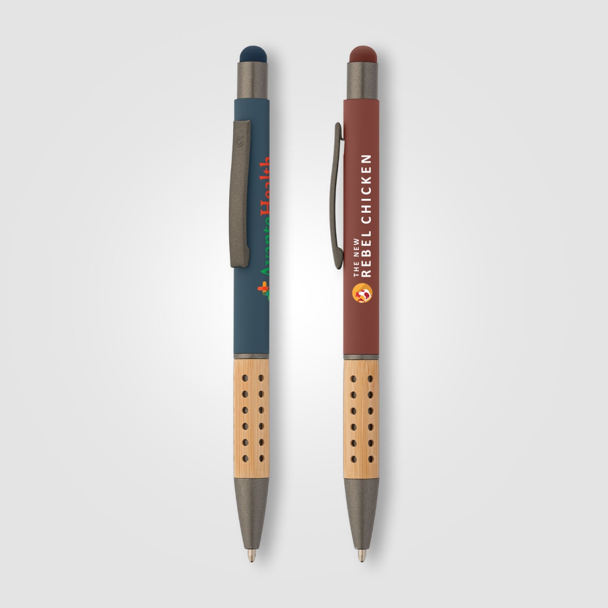Branded Bamboo Grip Metal Pen with Stylus