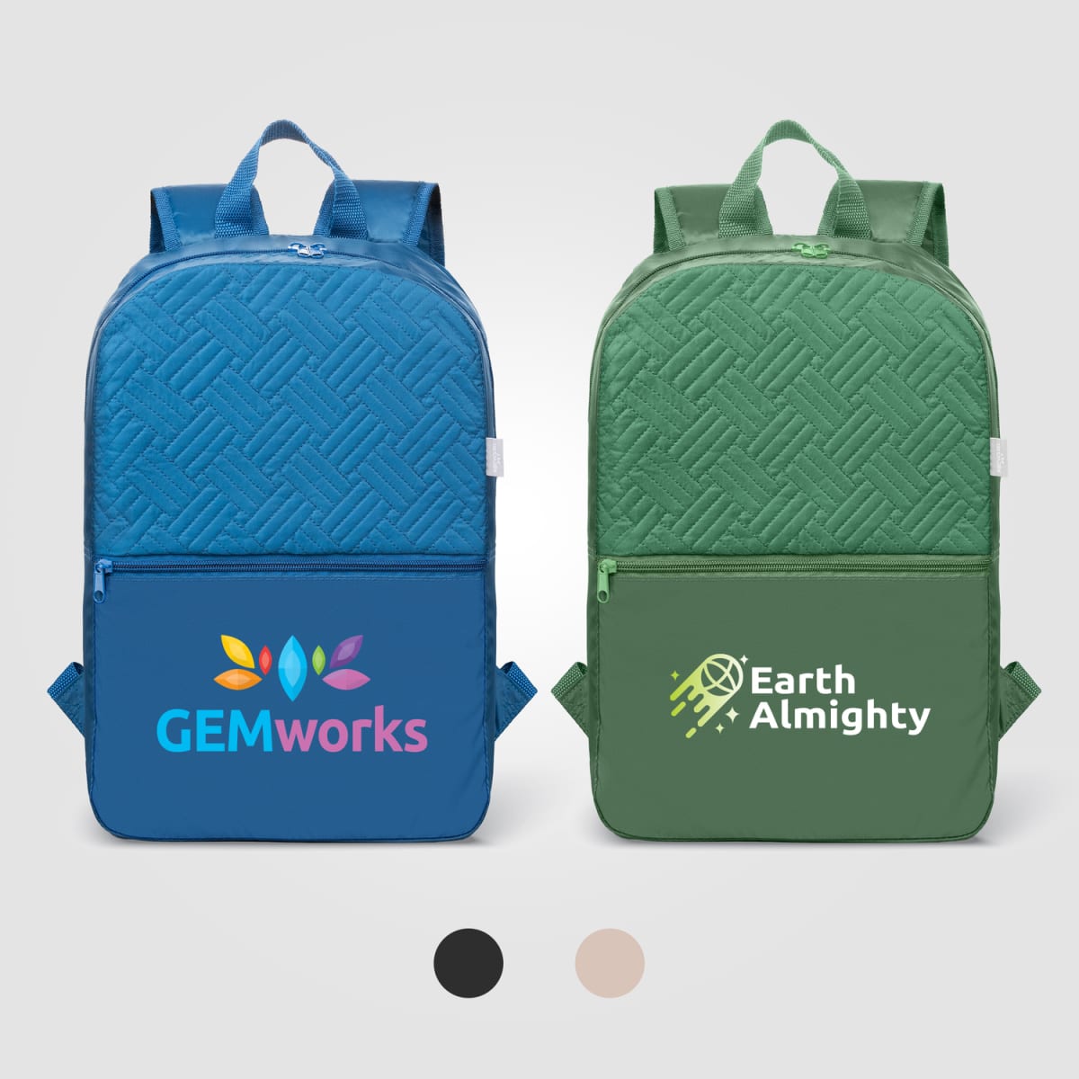 Branded Recycled Polyester Quilted Backpack
