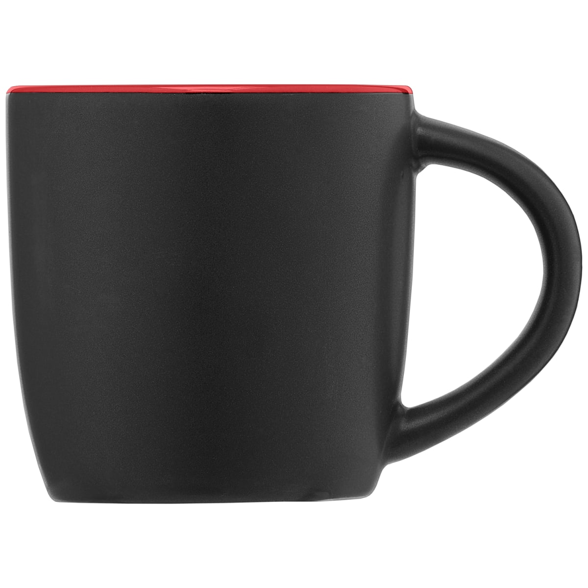 Branded Matte Black Ceramic Mug with Colour Interior 355ml in Red