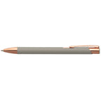 Branded Satin Finish Metal Pen with Rose Gold Accents in Silver