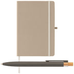 Branded Recycled Milk Carton A5 Notebook and Pen Set in Dune
