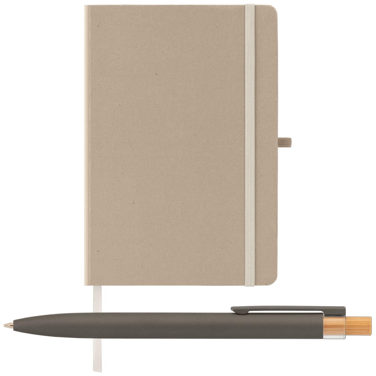 Branded Recycled Milk Carton A5 Notebook and Pen Set in Dune