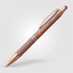 Branded Retractable Metal Stylus Pen with Rose Gold Trim