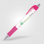Branded Wide Body Retractable Pen with Chrome Accents in Pink