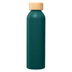 Branded Recycled Steel Water Bottle with Bamboo Lid - 590ml in Green