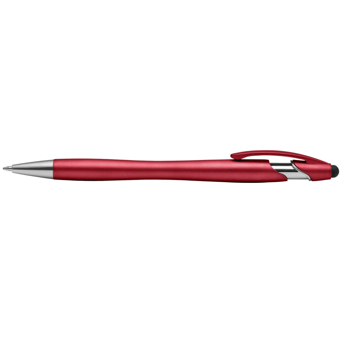 Branded Metallic Stylus Pen with Chrome Accents in Red