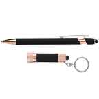 Branded Rose Gold Pen and Torch Gift Set with Thank You Box in Black