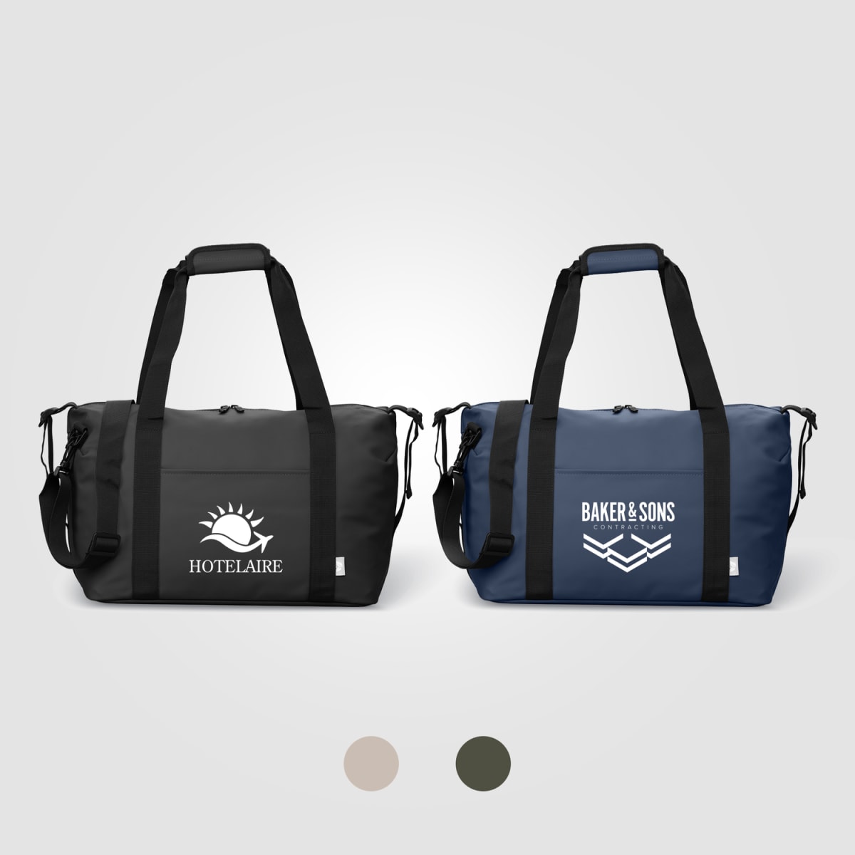 Branded Recycled PU Travel Duffel Bag with Trolley Strap