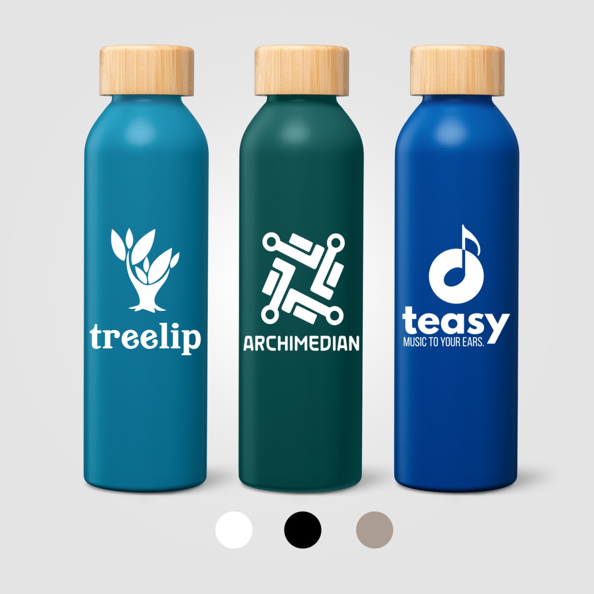 Branded Recycled Steel Water Bottle with Bamboo Lid - 590ml