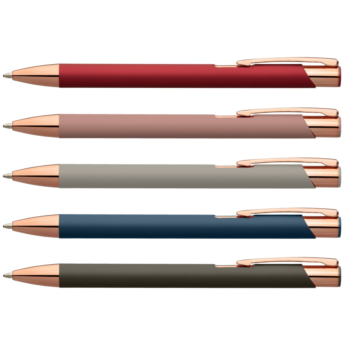 Branded Satin Finish Metal Pen with Rose Gold Accents