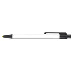 Branded Slimline Retractable Pen with Black and White Trim