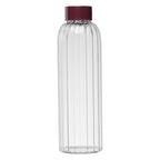 Branded Borosilicate Glass Bottle with Steel Lid - 620ml in Burgundy