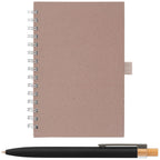 Branded Recycled Milk Carton Spiral Notebook and Pen Set in Dune