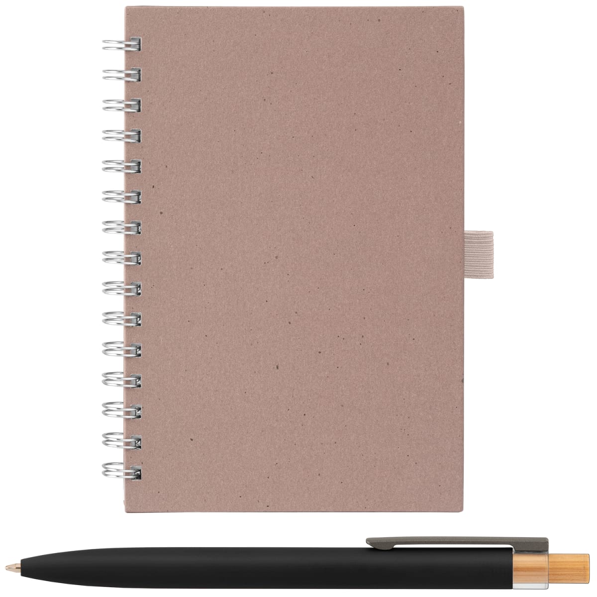 Branded Recycled Milk Carton Spiral Notebook and Pen Set in Dune
