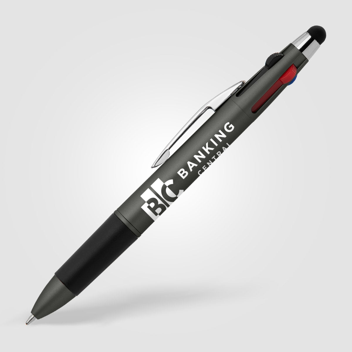Branded Four-Colour Multi-Ink Pen with Stylus