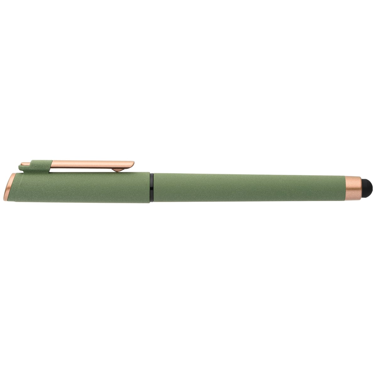 Branded Recycled Plastic Gel Pen with Stylus and Bronze Trim
