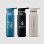 Branded Insulated Recycled Steel Bottle with Handle Lid 750 ml