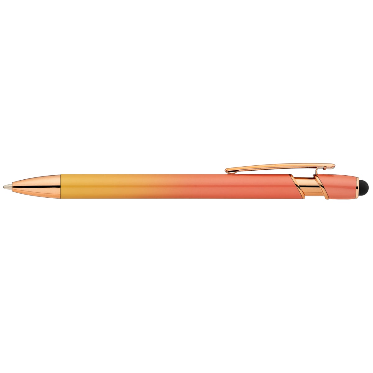 Branded Ombre Metal Pen with Stylus and Rose Gold Trim in Coral