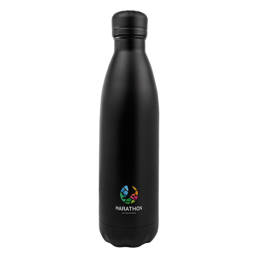 Branded Engraved or Printed Thermal Water Bottle - Black