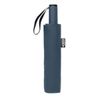 Blue umbrella with a brand logo on a white background