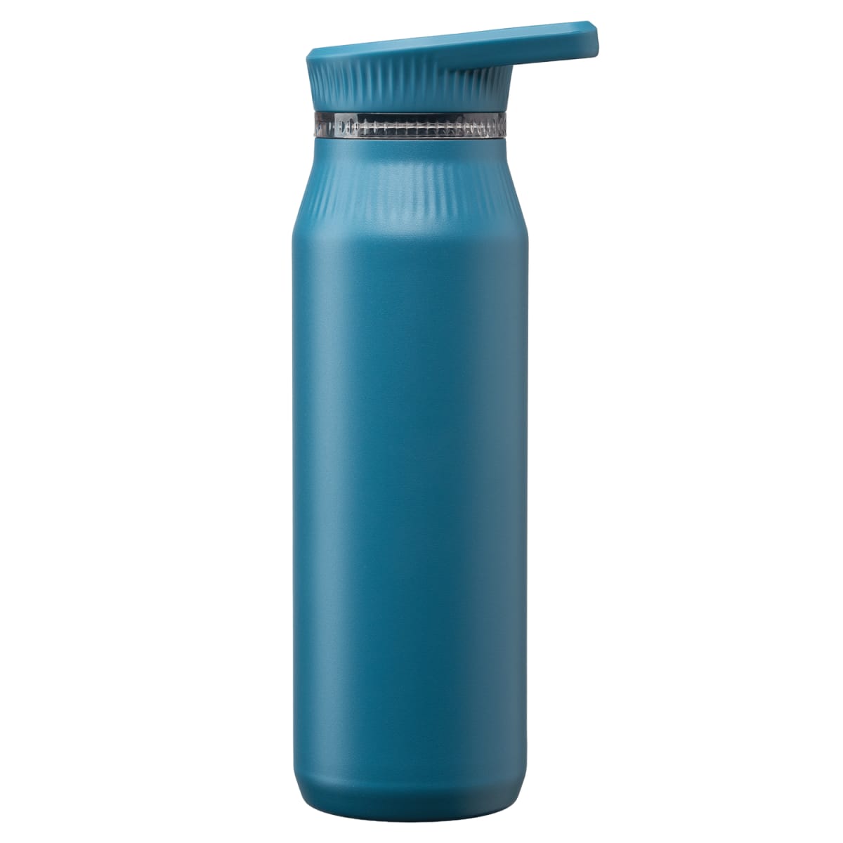 Branded Insulated Recycled Steel Bottle with Handle Lid 750 ml in Steel Blue