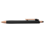 Branded Recycled Plastic Stylus Pen with Bronze Trim in Black