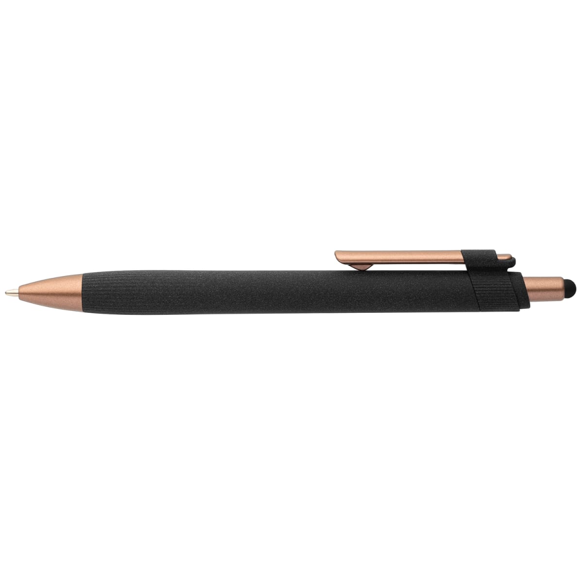 Branded Recycled Plastic Stylus Pen with Bronze Trim in Black