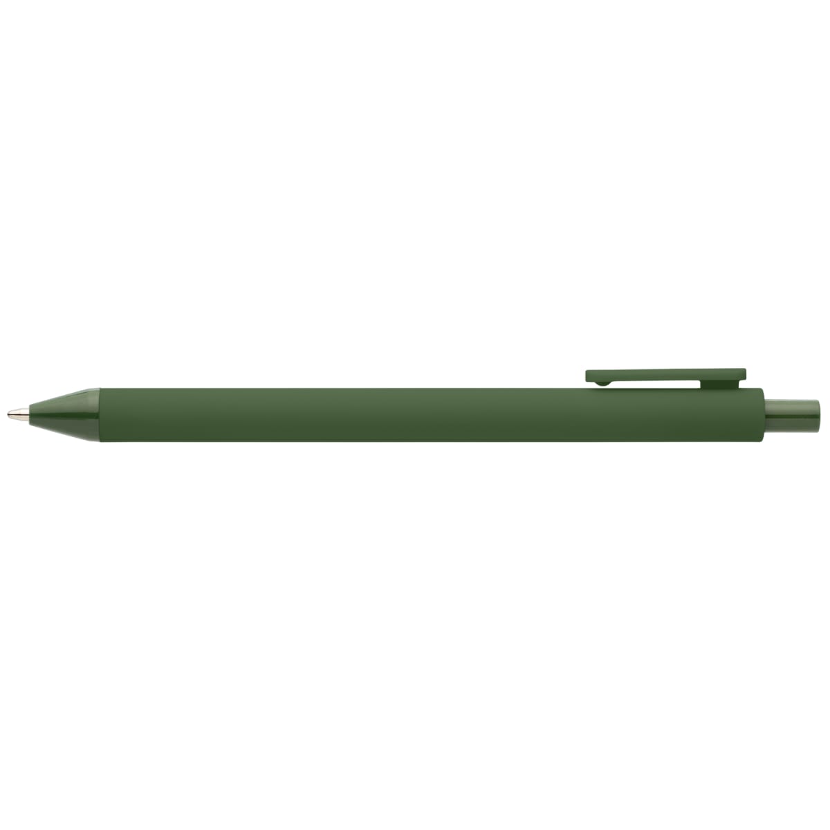 Branded Recycled Plastic Soft Touch Retractable Pen in Forest Green
