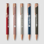 Branded Satin Finish Metal Pen with Rose Gold Accents