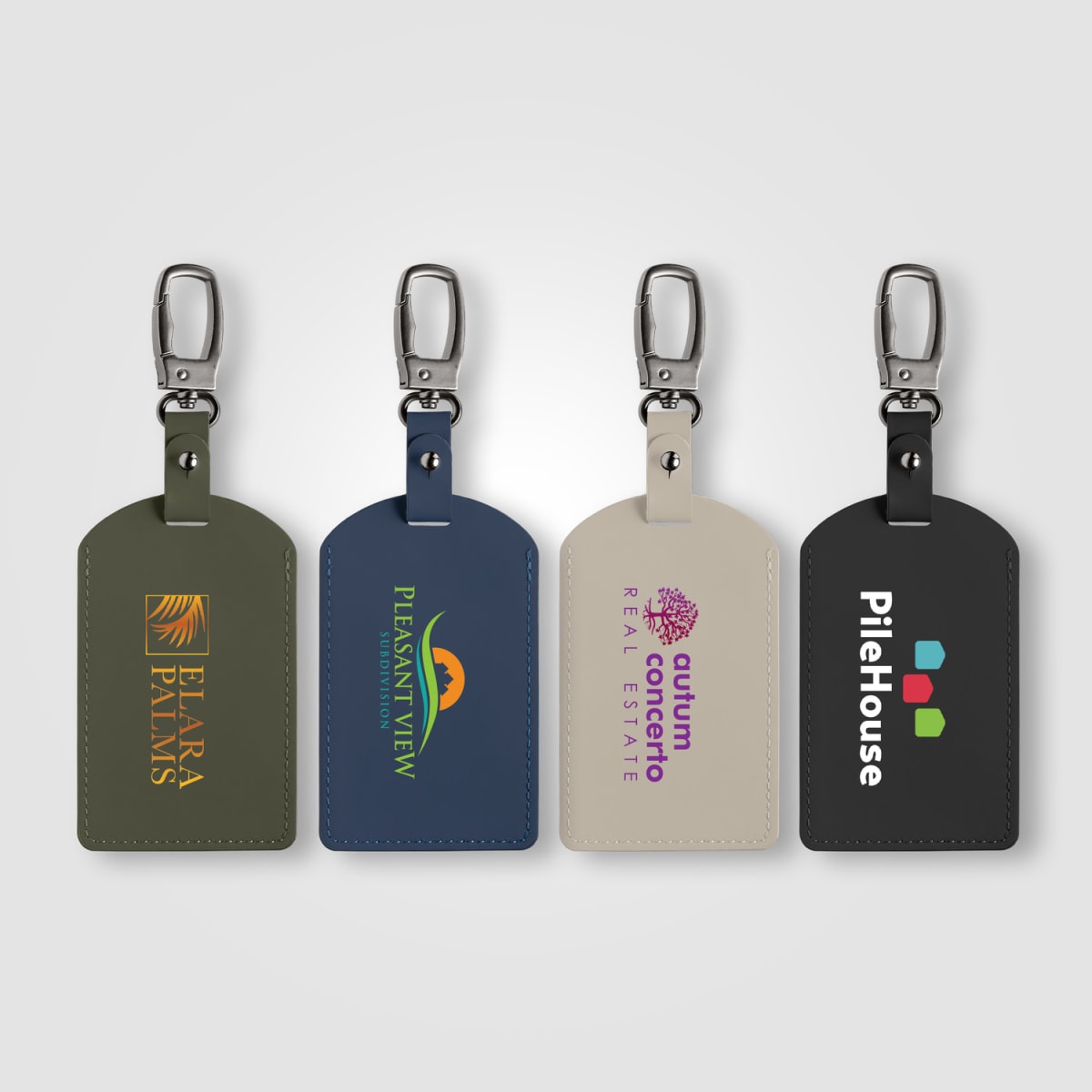 Branded Recycled PU Luggage Tag with Carabiner