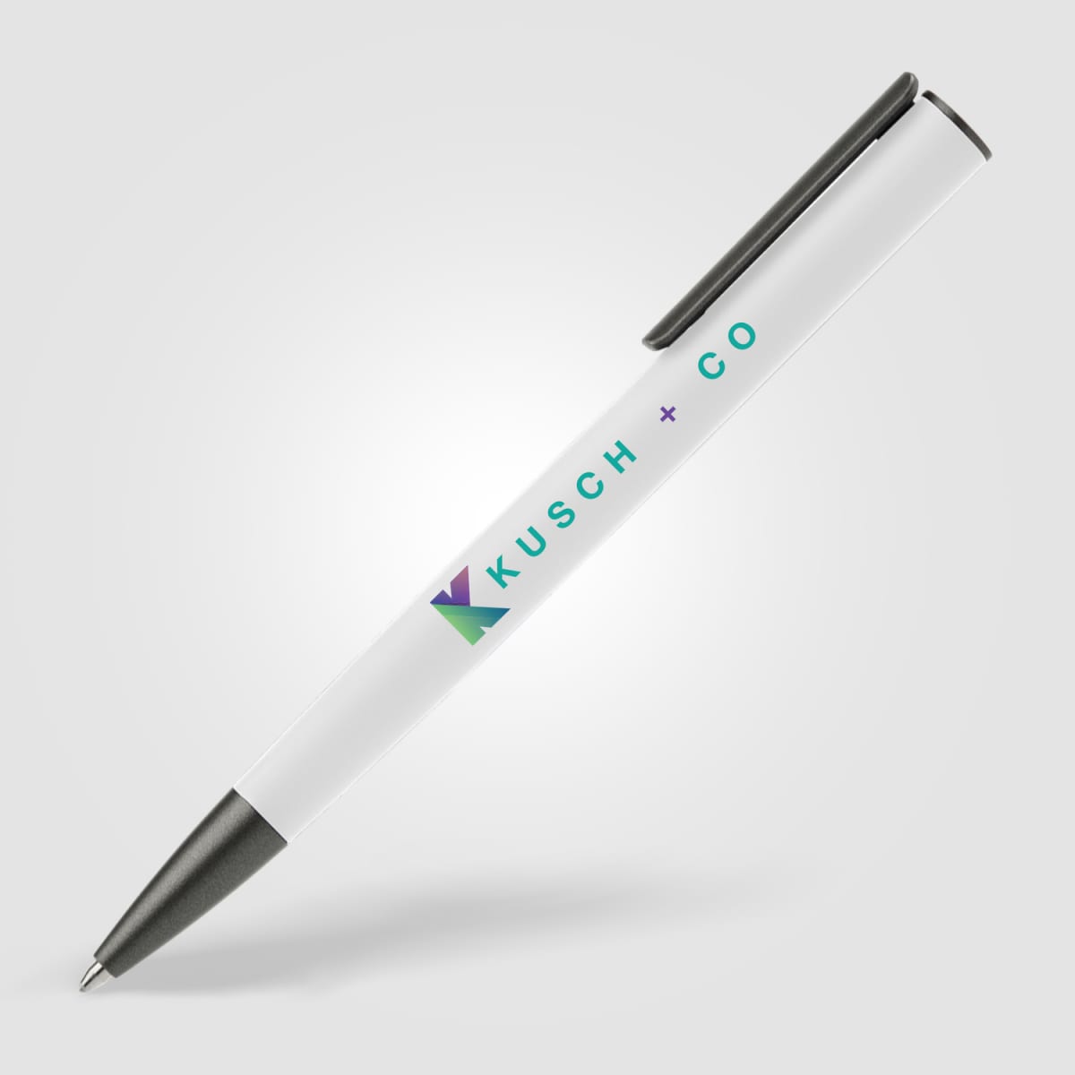 Branded Metal Ballpoint Pen with Gunmetal Trim