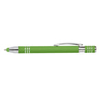 Branded Soft Touch Metal Stylus Pen with Blue or Black Ink in Green