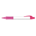 Branded Wide Body Retractable Pen with Rubber Grip in Pink