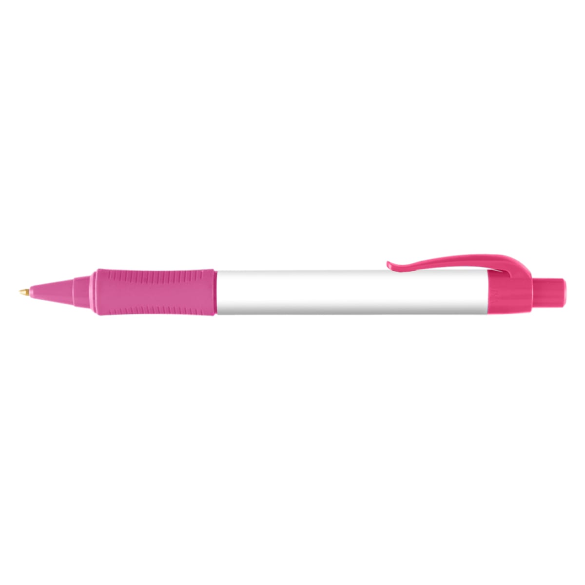 Branded Wide Body Retractable Pen with Rubber Grip in Pink