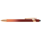 Branded Ombre Metal Pen with Stylus and Rose Gold Trim in Burgundy