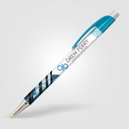 Branded Slim Chrome Trim Pen with Metallic Clip in Light Blue