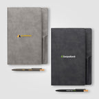 Branded Refillable Suede-Feel PU Journal Set with Pen