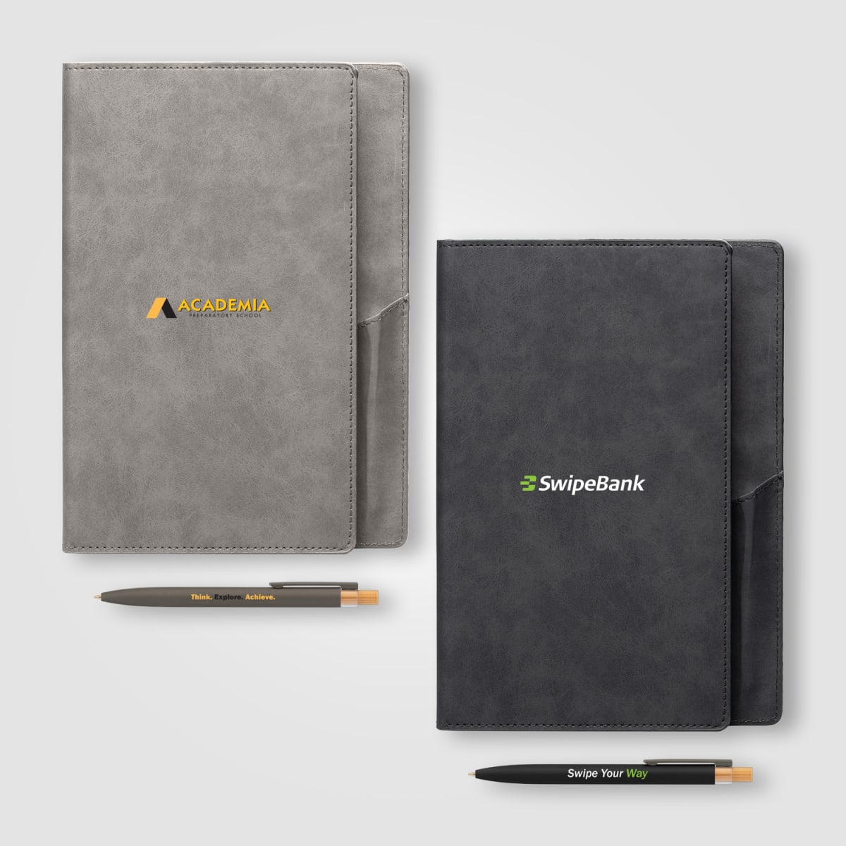 Branded Refillable Suede-Feel PU Journal Set with Pen