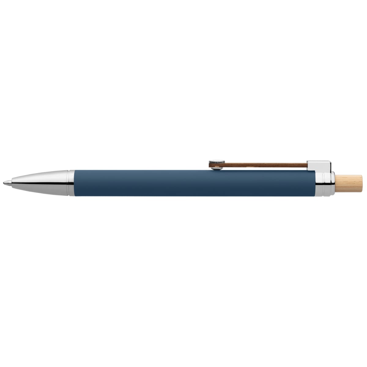 Branded Recycled Aluminium Soft Touch Pen with Bamboo Accents in Royal Blue