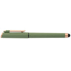 Branded Recycled Plastic Gel Pen with Stylus and Bronze Trim