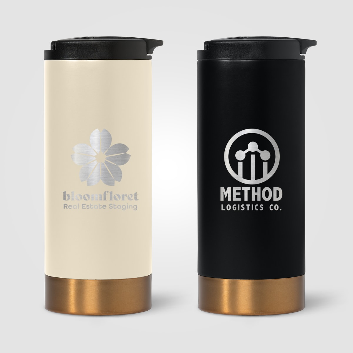 Branded Double Wall Stainless Steel Tumbler with Twist Lock Lid