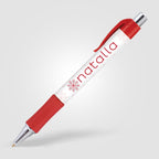 Branded Wide Body Retractable Pen with Chrome Accents in Red