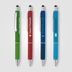 Branded Retractable Gel Pen with Stylus and Chrome Trim