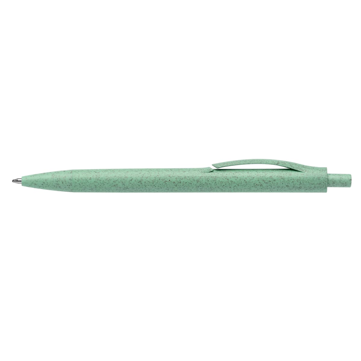 Branded Wheat Straw Retractable Ballpoint Pen in Green